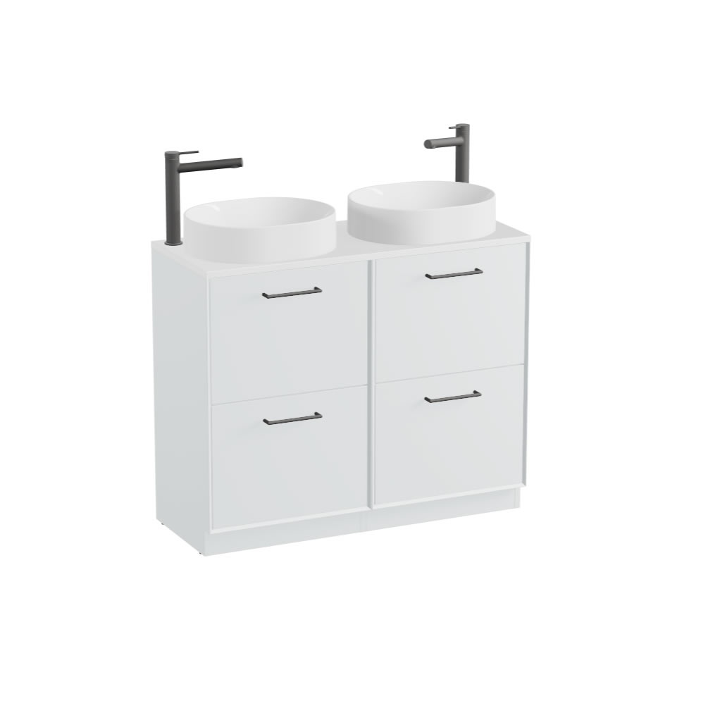Vado Safari Smooth 1000mm Arctic White Floorstanding Vanity Unit & Gloss White Worktop